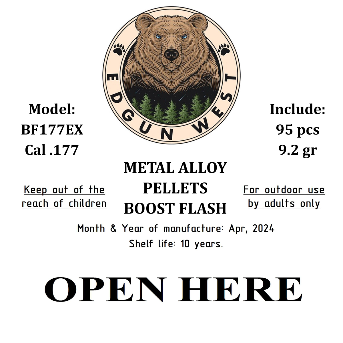 Edgun West .177 Caliber  Exploding Pellets - 9.2 Grain Boost Flash Hollow Point