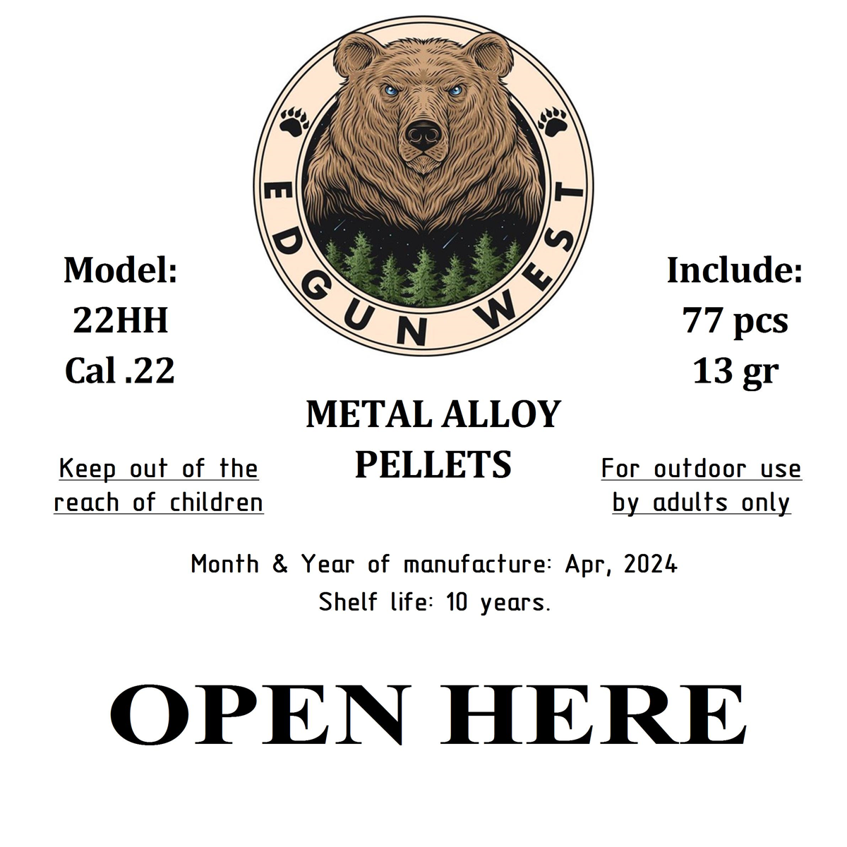 Edgun West .22 Exploding Pellets (13 gr)- Hammer Head