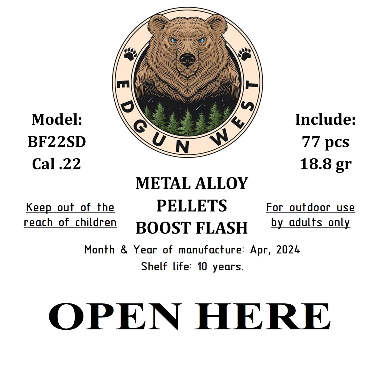 Edgun West .22 Exploding Boost Flash Frag Pellets 18.8 gr