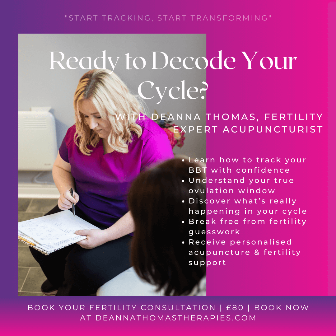 Deanna Thomas, Fertility Expert Acupuncturist, supporting client with fertility charting and BBT tracking