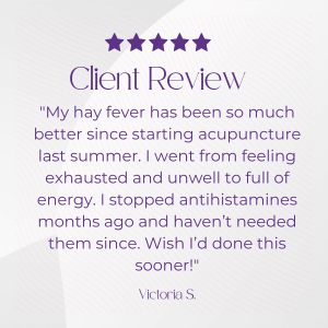 "Stopped antihistamines after acupuncture and regained energy – 5-star review by Victoria S."