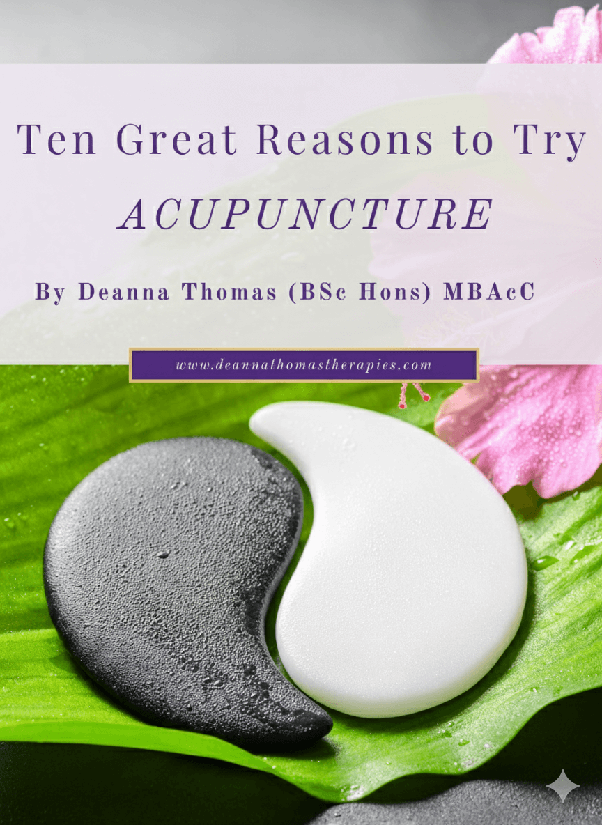 3D mock-up of the free fertility guide “Regaining Calm & Control on Your Fertility Journey,” showing a standing book and tablet with a lotus flower cover symbolising calm, balance, and hormonal support.