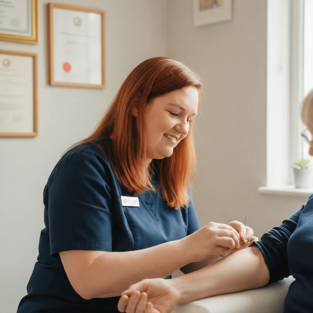 “Deanna Thomas, licensed acupuncturist in Middlesbrough, providing acupuncture treatment for menopause symptoms such as hot flushes, night sweats, and sleep disturbances.”