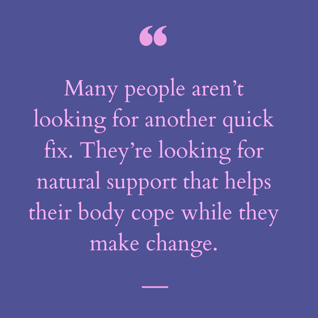 Quote about choosing natural support over quick fixes when making lifestyle change, shared by a Middlesbrough acupuncture clinic.