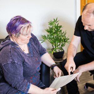 Initial acupuncture consultation for chronic pain at Deanna Thomas Acupuncture & Wellbeing in Middlesbrough, focused on understanding pain history and symptoms