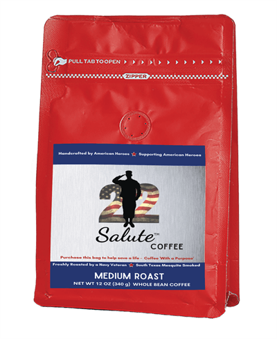22 Salute Coffee, Texas Mesquite Smoked, Medium Roast, Specialty Arabica Coffee, 12oz bag, Ground  Monthly Coffee Subscription