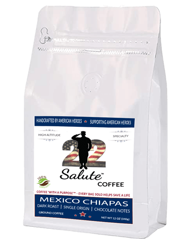 22 SALUTE COFFEE MEXICO CHIPAS, DARK ROAST, ORGANIC SPECIALTY ARABICA COFFEE, 12OZ BAG, GROUND - MONTHLY COFFEE SUBSCRIPTION