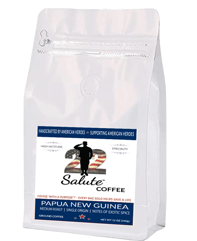 22 SALUTE COFFEE PAPUA NEW GUINEA, MEDIUM ROAST, SPECIALTY ARABICA COFFEE, 12OZ BAG, GROUND - MONTHLY COFFEE SUBSCRIPTION