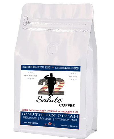 22 Salute Coffee Southern Pecan, Medium Roast, Specialty Arabica Coffee, 12oz bag, Ground