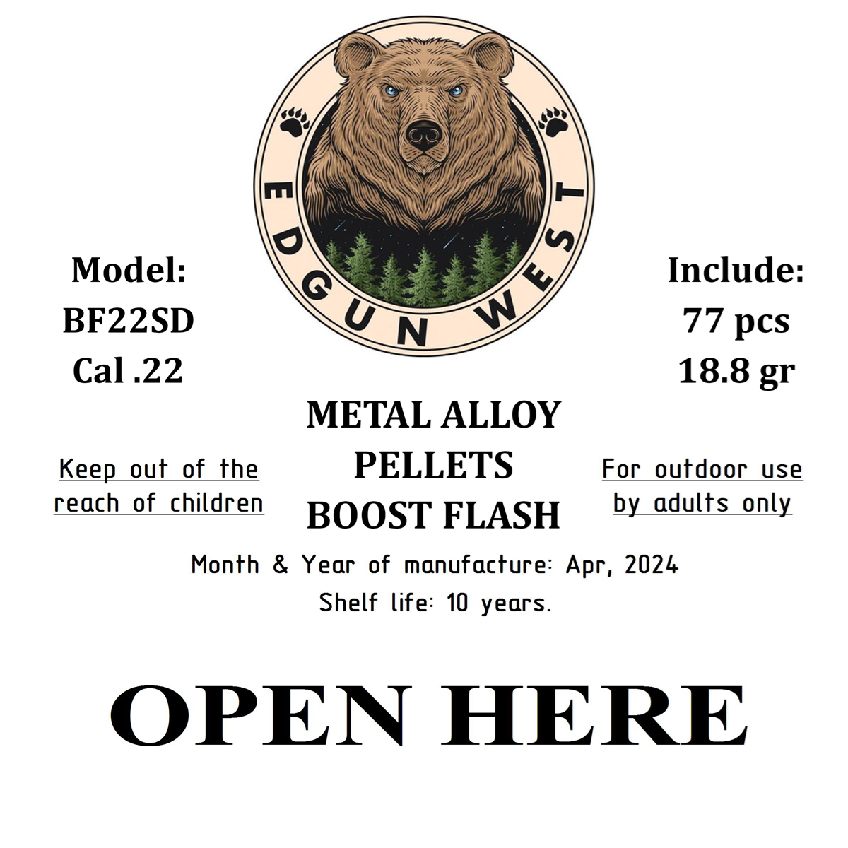 Edgun West .22 Exploding Boost Flash Frag Pellets 18.8 gr