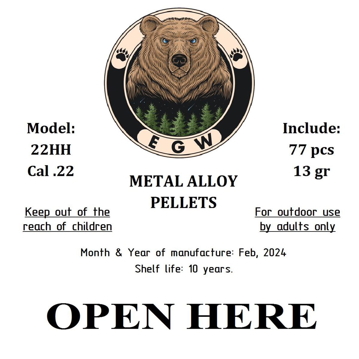 Edgun West .22 Exploding Pellets (13 gr)- Hammer Head