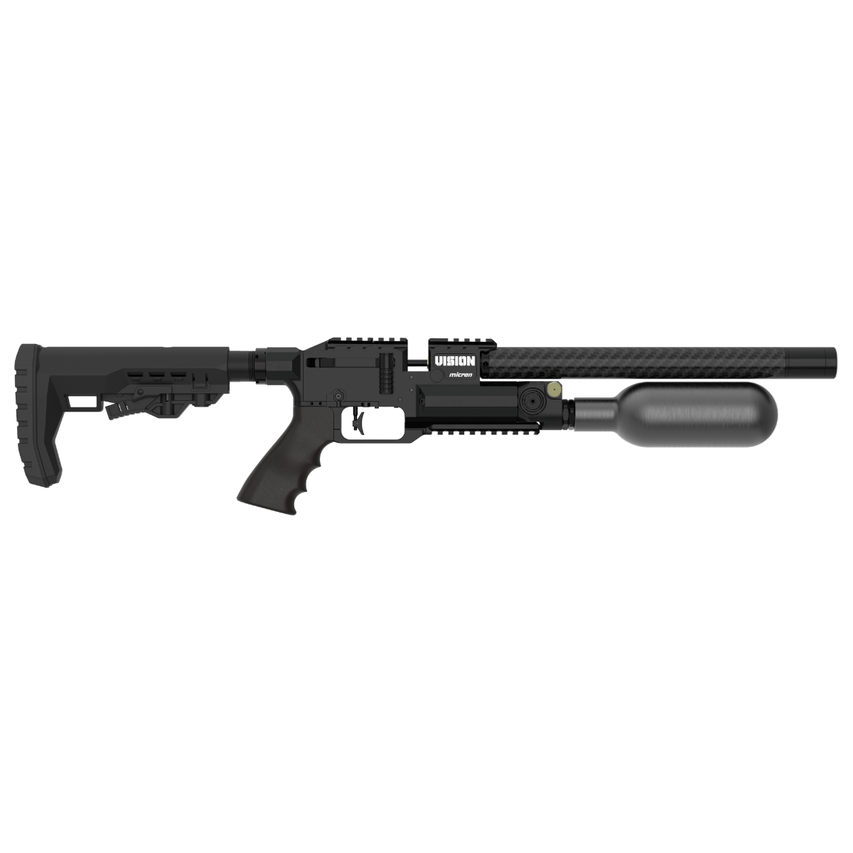 Right profile of Epic Vision with 300cc carbon fiber bottle and 300mm compact barrel.